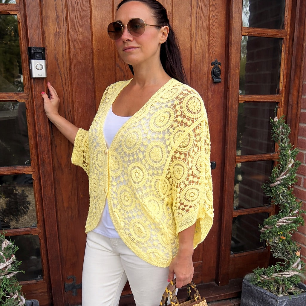 Roxy Crochet Cardigan - Blush Boutique Essex