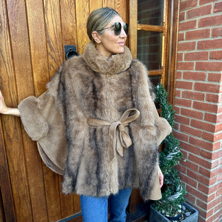 Sloane Faux Fur Cape - Blush Boutique Essex