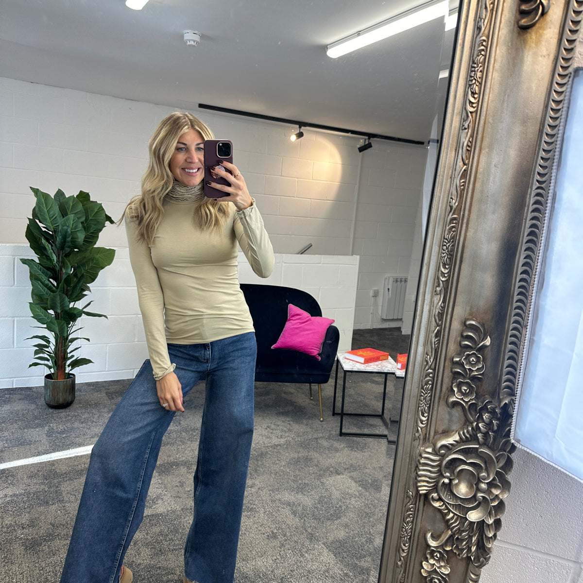 Ruche Roll Neck - Blush Boutique Essex