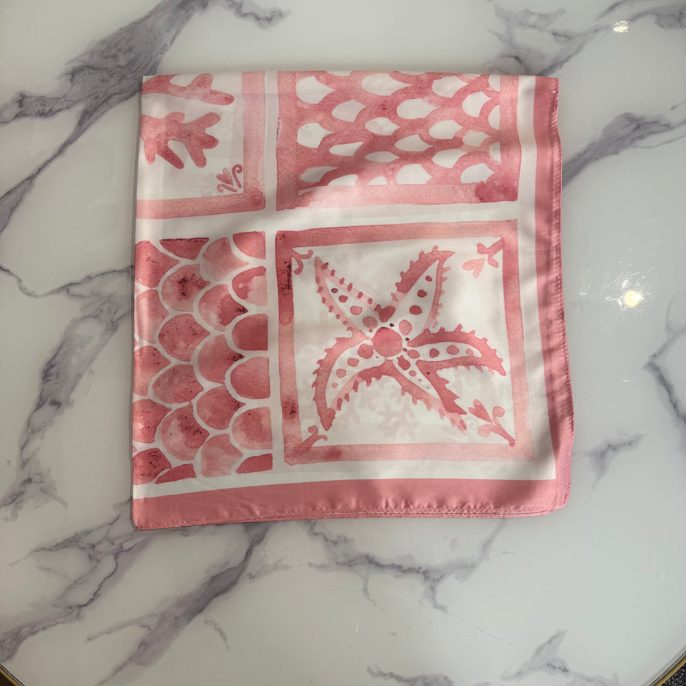 Beach print Satin neck tie - Blush Boutique Essex