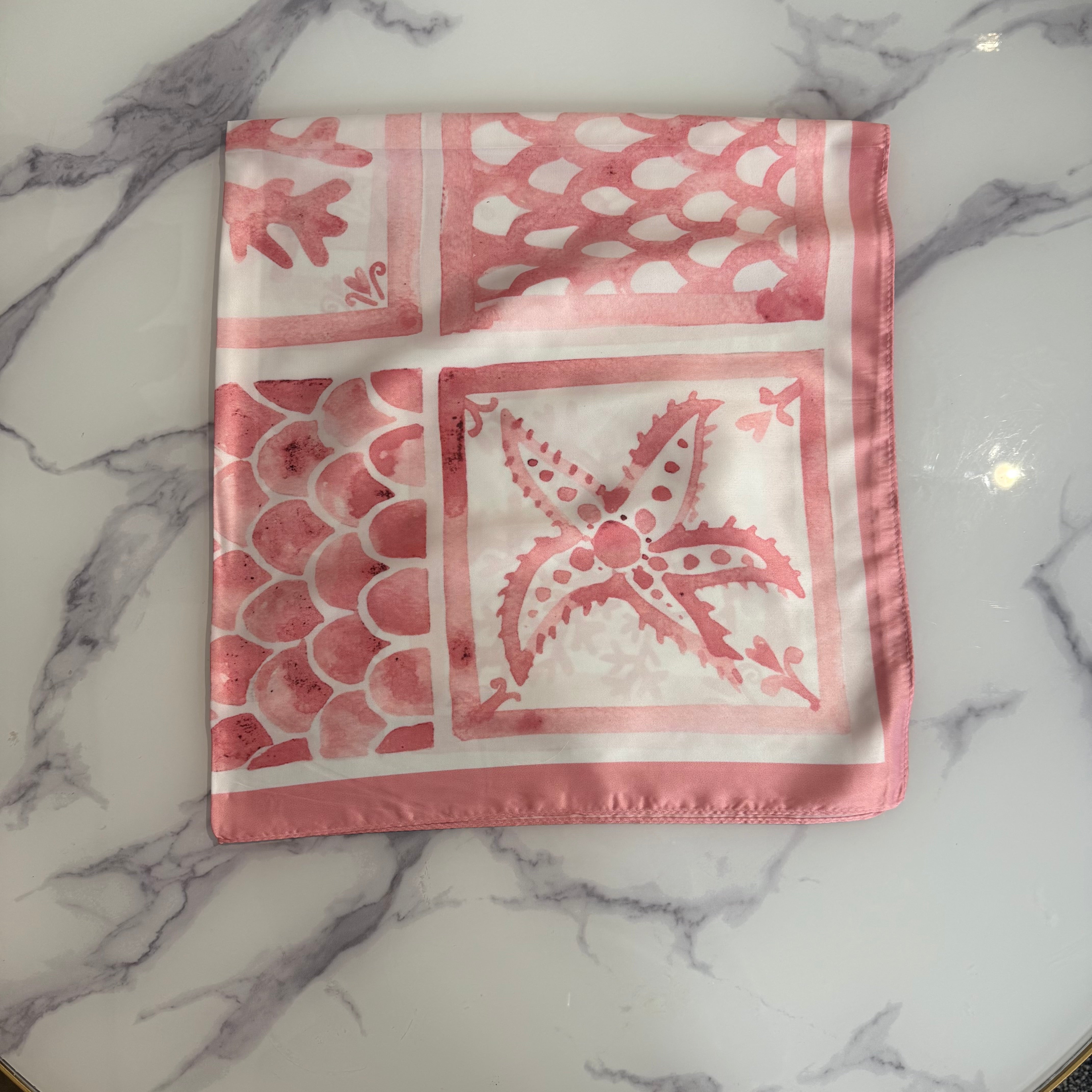 Beach print Satin neck tie - Blush Boutique Essex