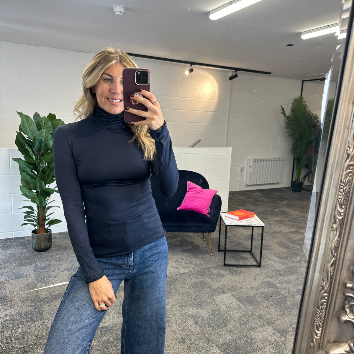 Ruche Roll Neck - Blush Boutique Essex