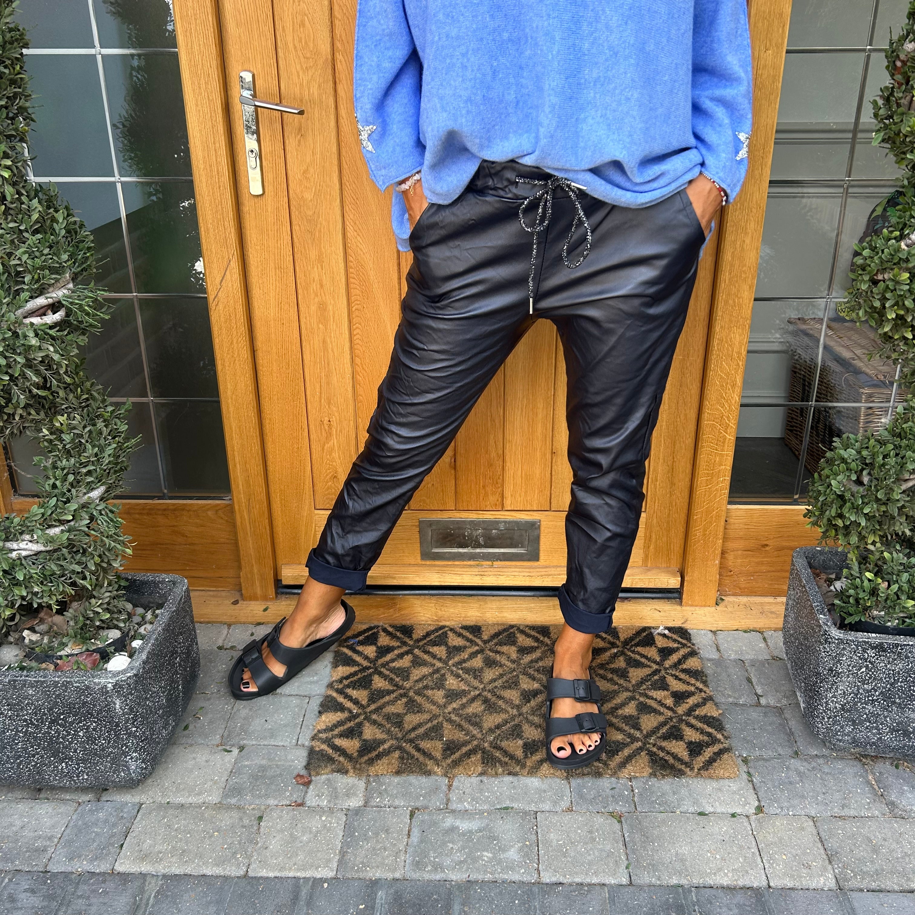 Carli Faux Leather Magic Trousers - Blush Boutique Essex