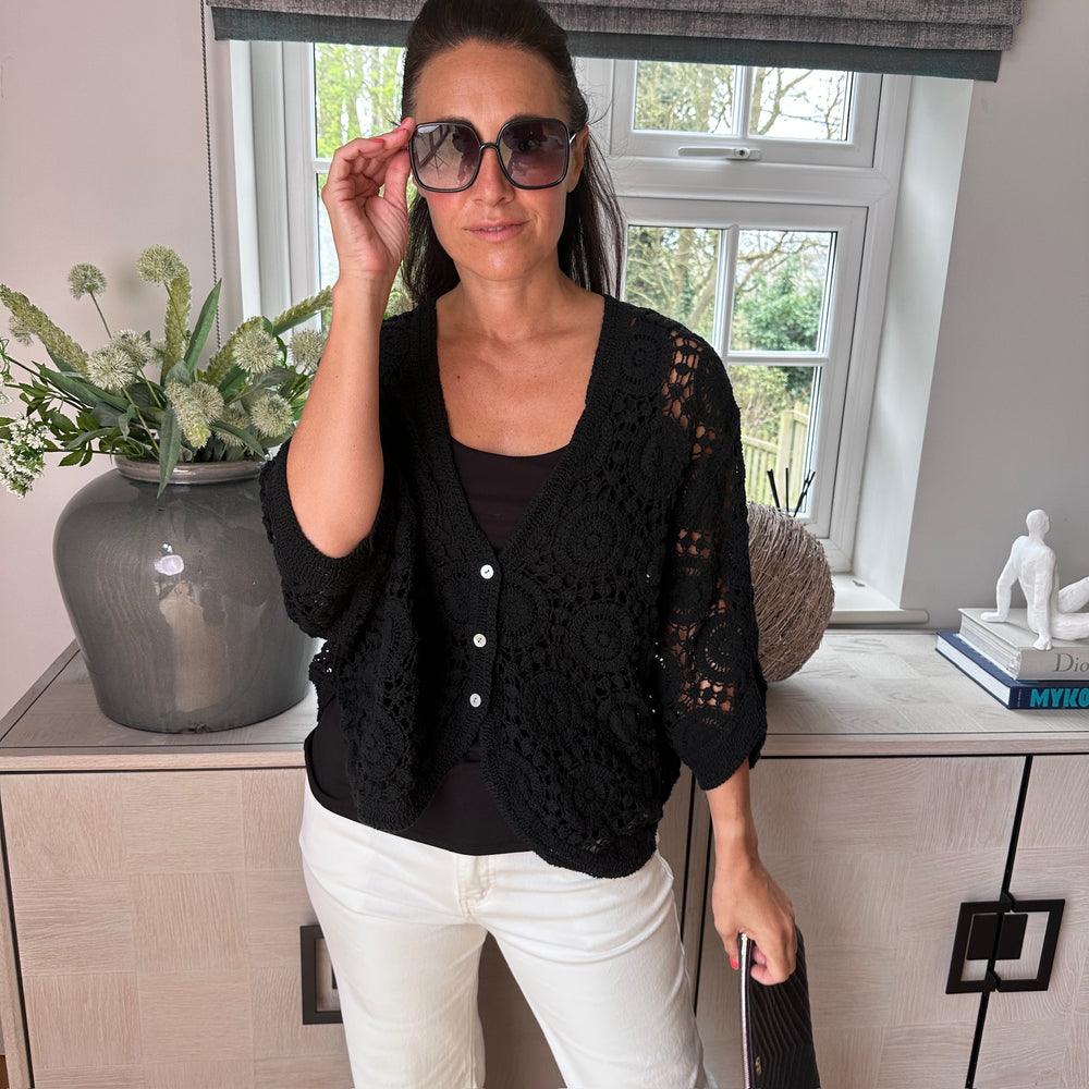 Roxy Crochet Cardigan - Blush Boutique Essex