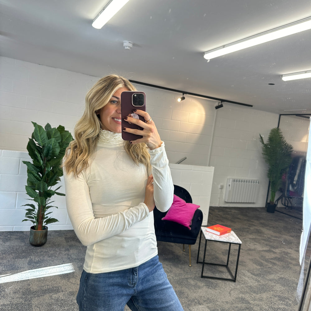 Ruche Roll Neck - Blush Boutique Essex