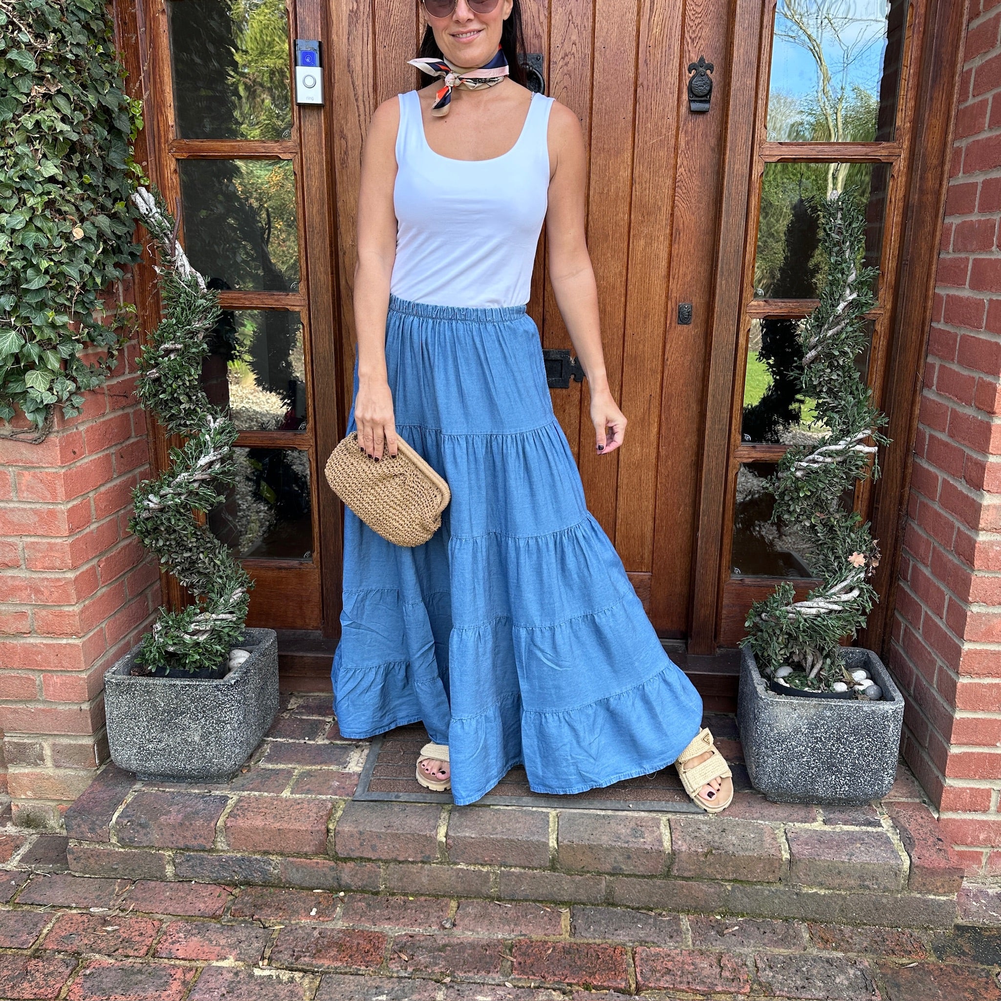 April Denim Maxi Skirt - Blush Boutique Essex