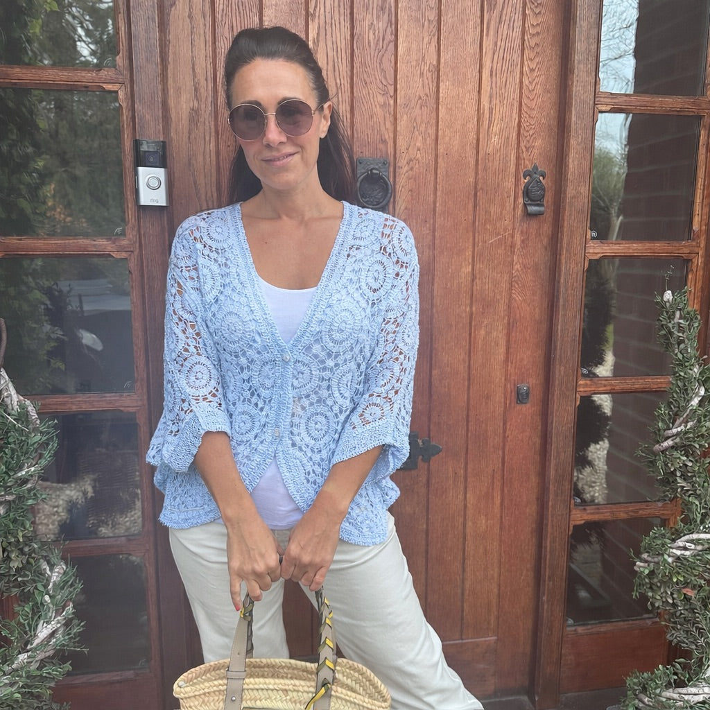 Roxy Crochet Cardigan - Blush Boutique Essex