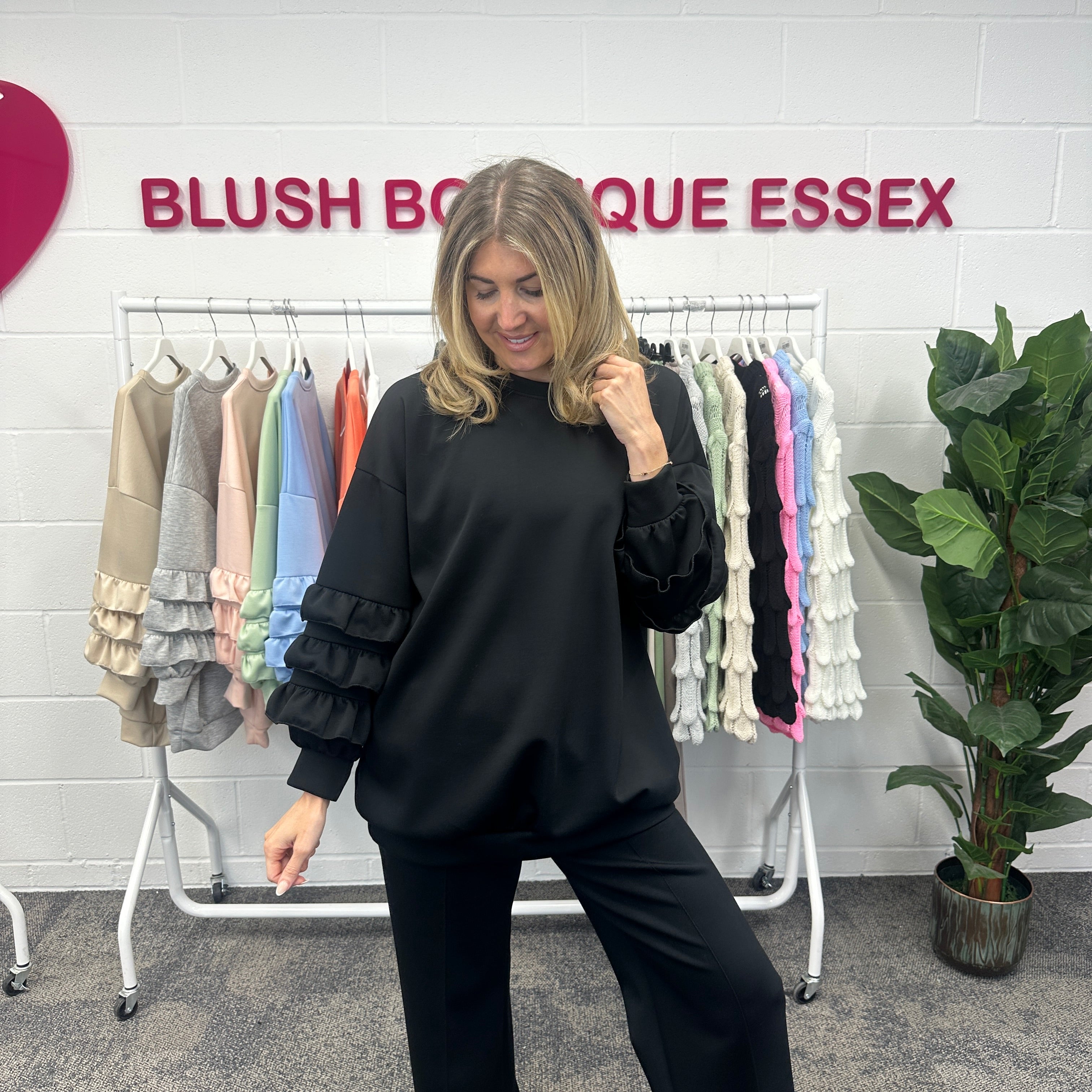 Juni Ruffle Sweatshirt - Blush Boutique Essex