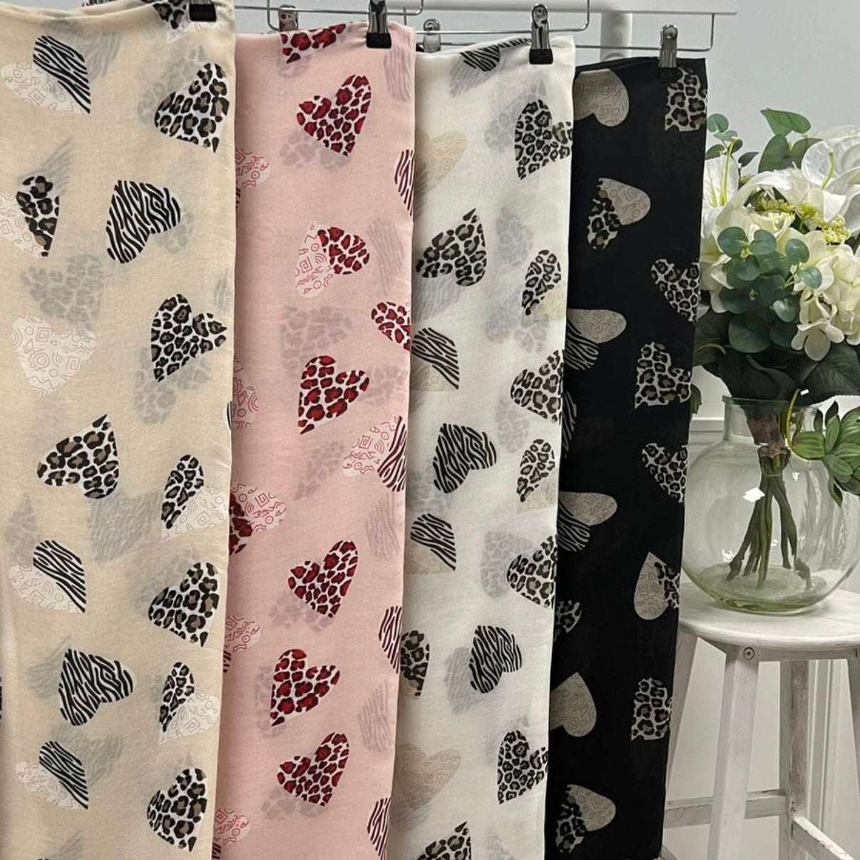 Heart print scarf - Blush Boutique Essex