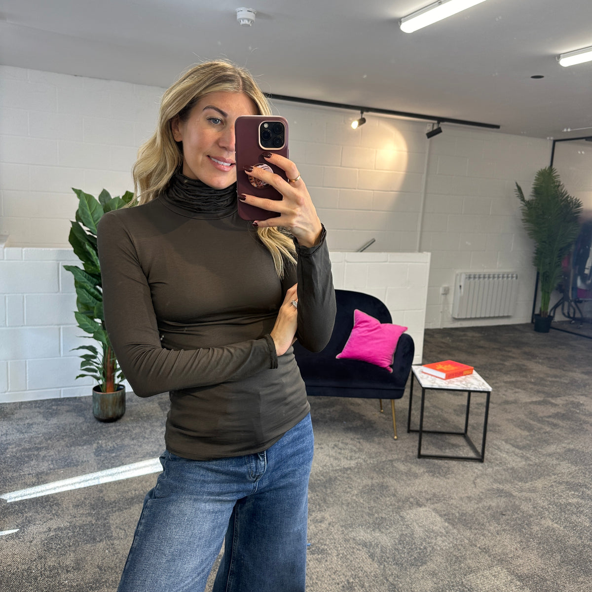 Ruche Roll Neck - Blush Boutique Essex