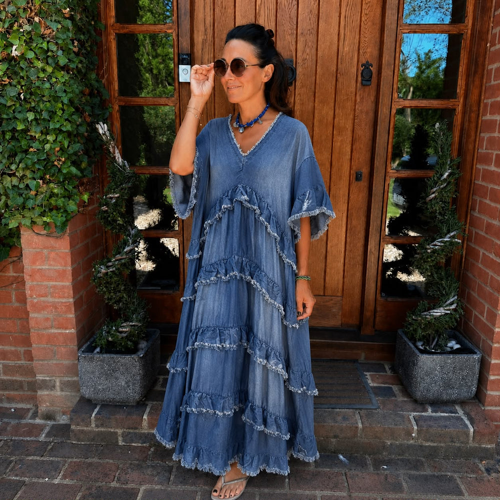 Martha Denim Frayed Dress