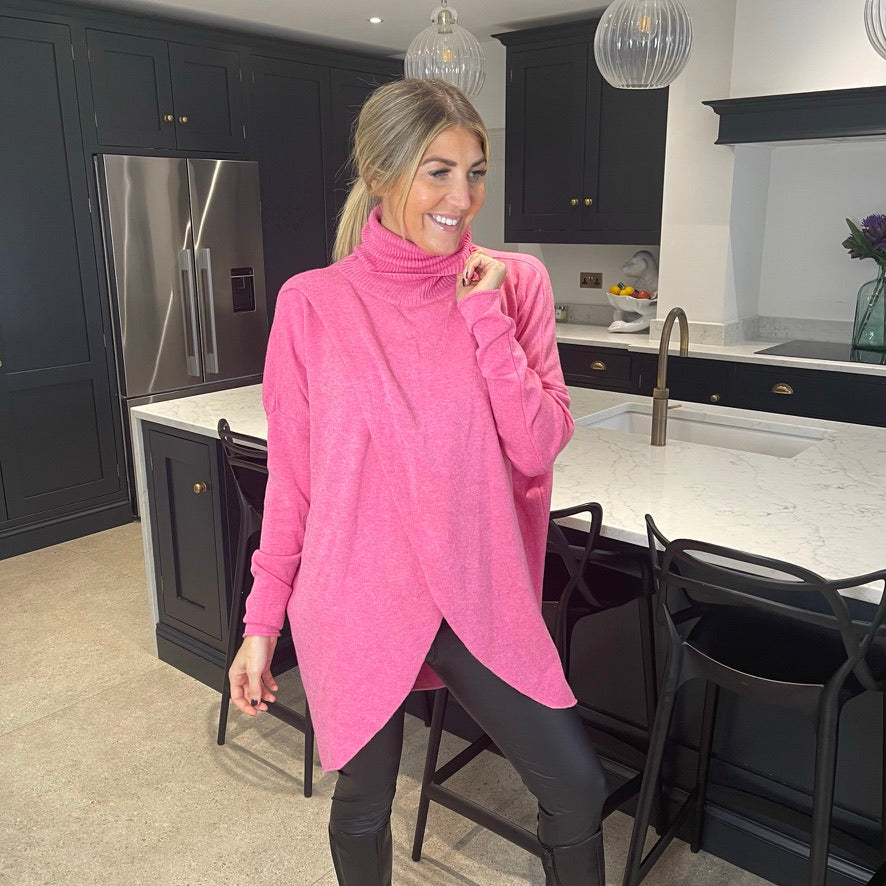 Cara Crossover Rollneck Top Blush Boutique Essex