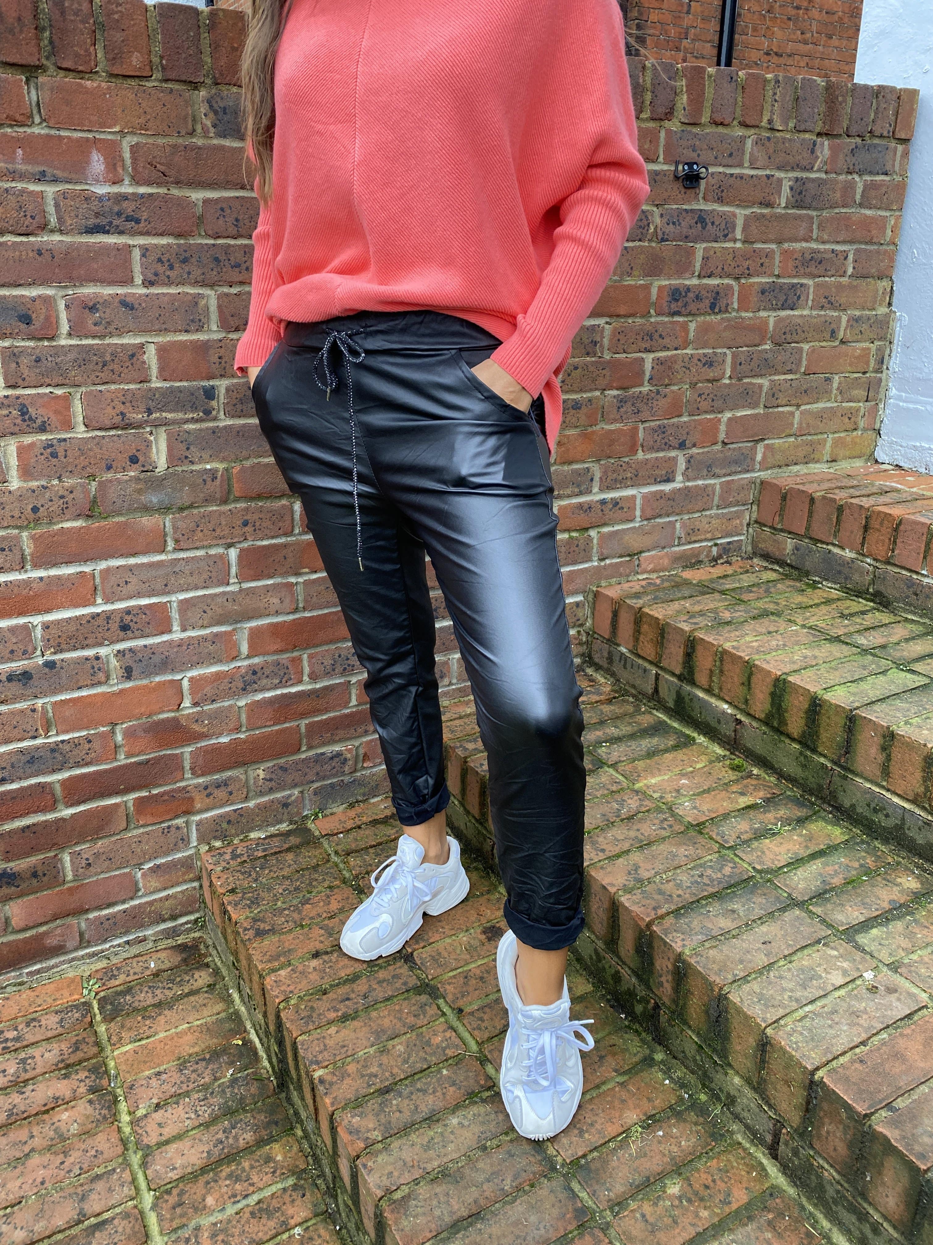 Carli Faux Leather Magic Trousers Black - Blush Boutique Essex
