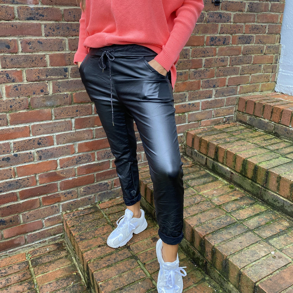 Carli Faux Leather Magic Trousers Black - Blush Boutique Essex