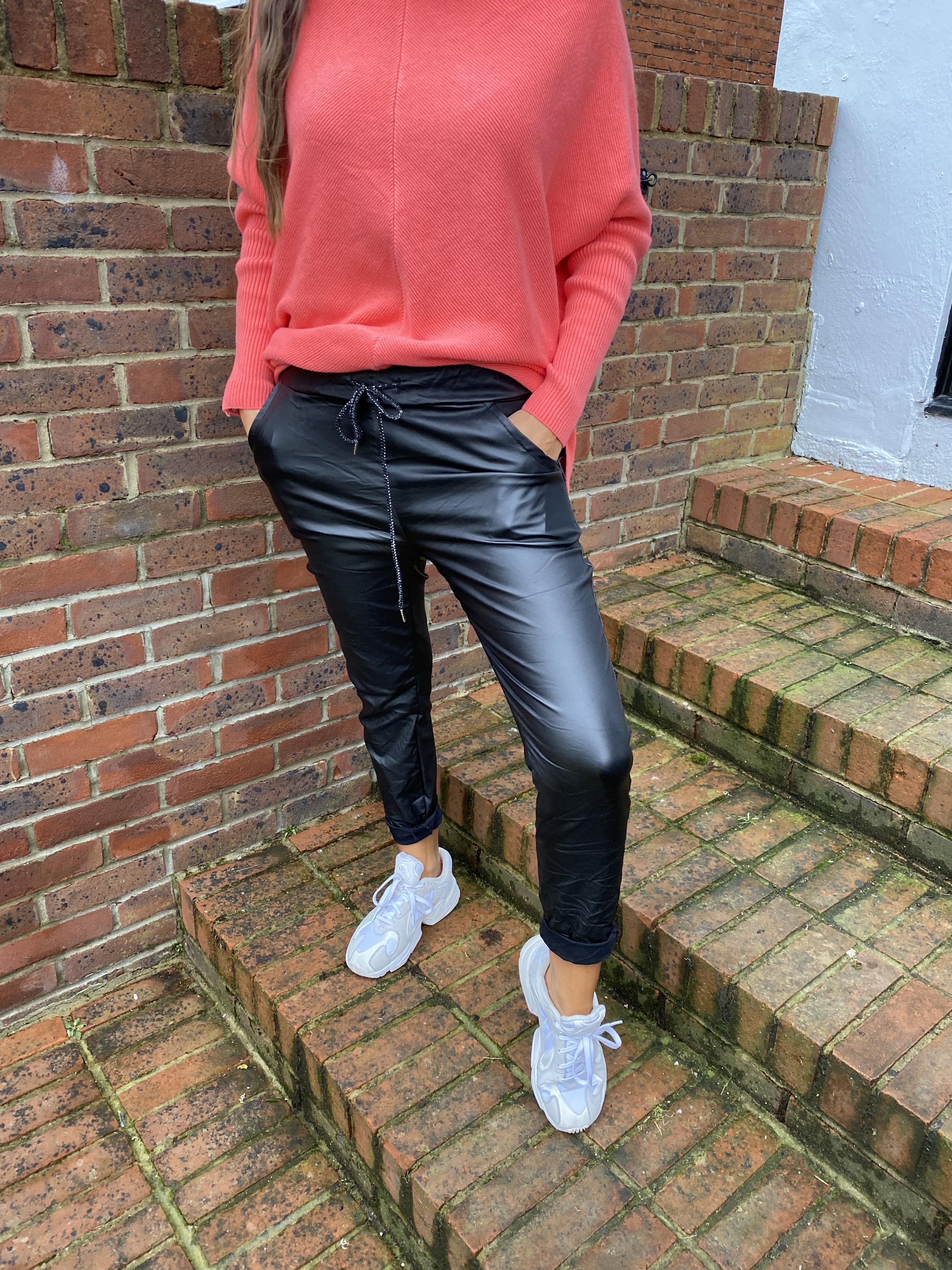 Carli Faux Leather Magic Trousers Black - Blush Boutique Essex