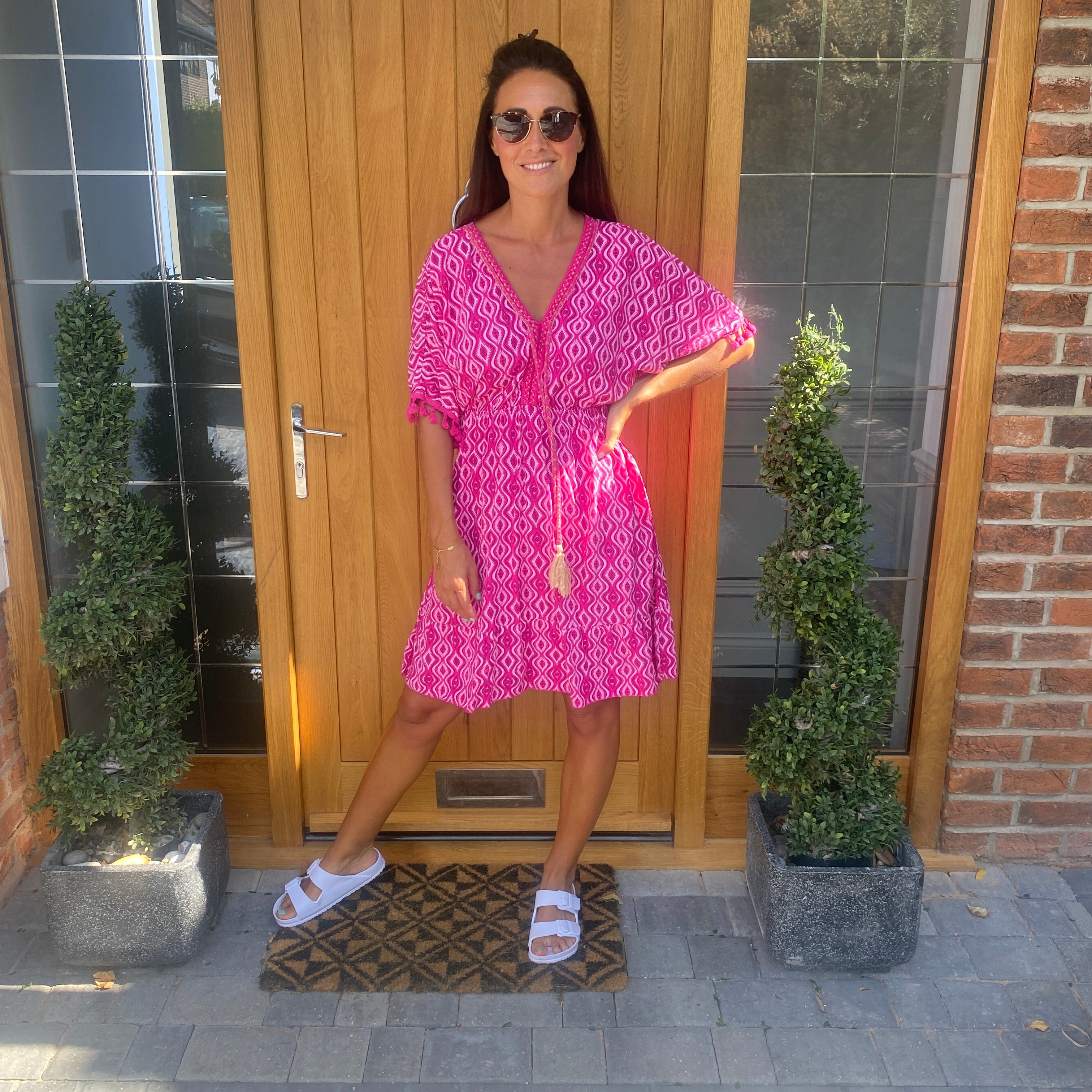 Stacey Pattern Tassel Dress - Blush Boutique Essex