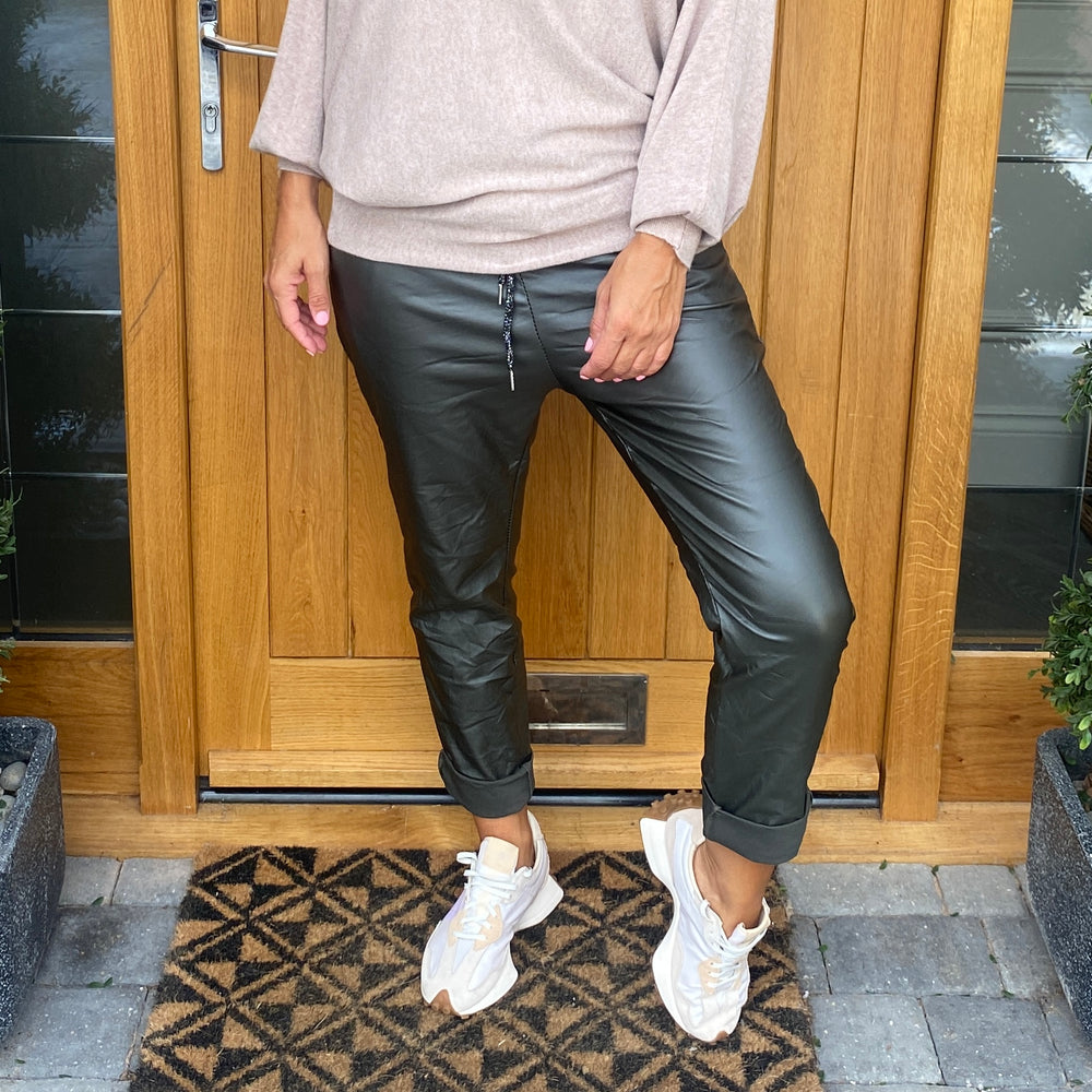 Carli Faux Leather Magic Trousers - Blush Boutique Essex