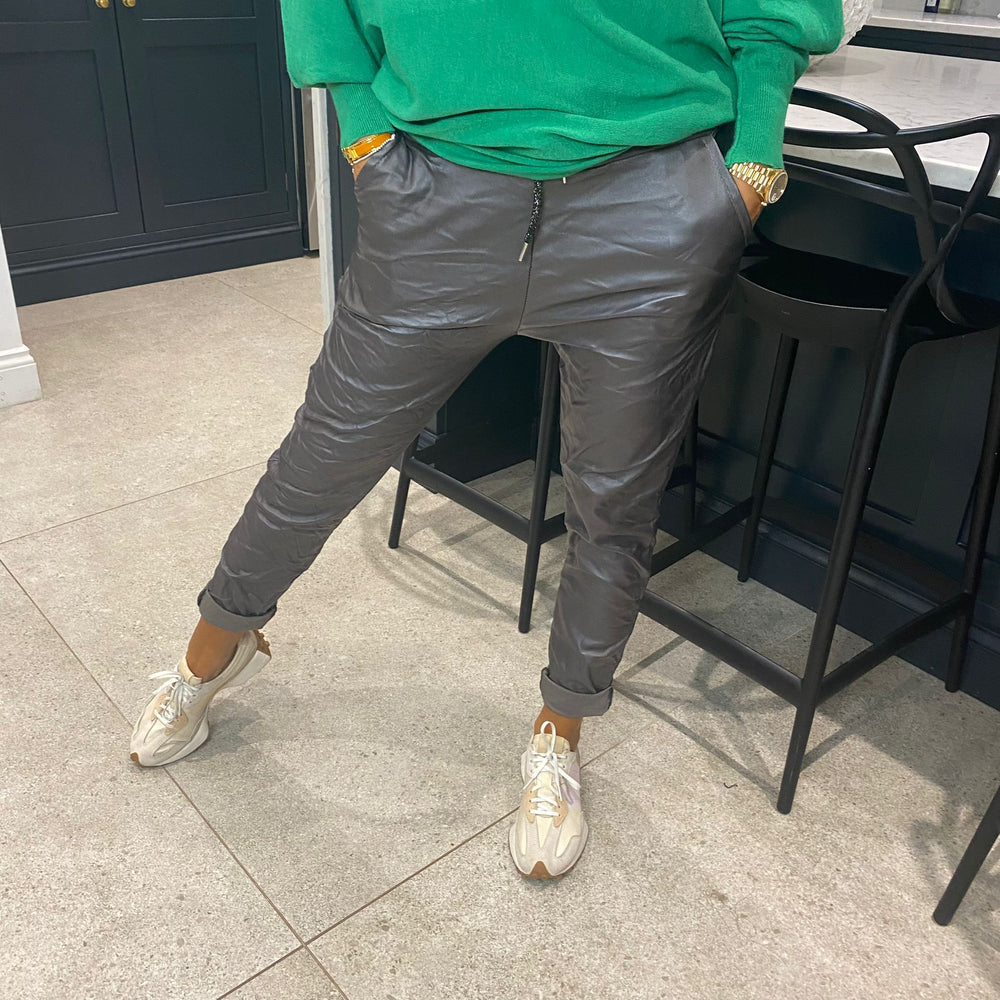 Carli Faux Leather Magic Trousers - Blush Boutique Essex