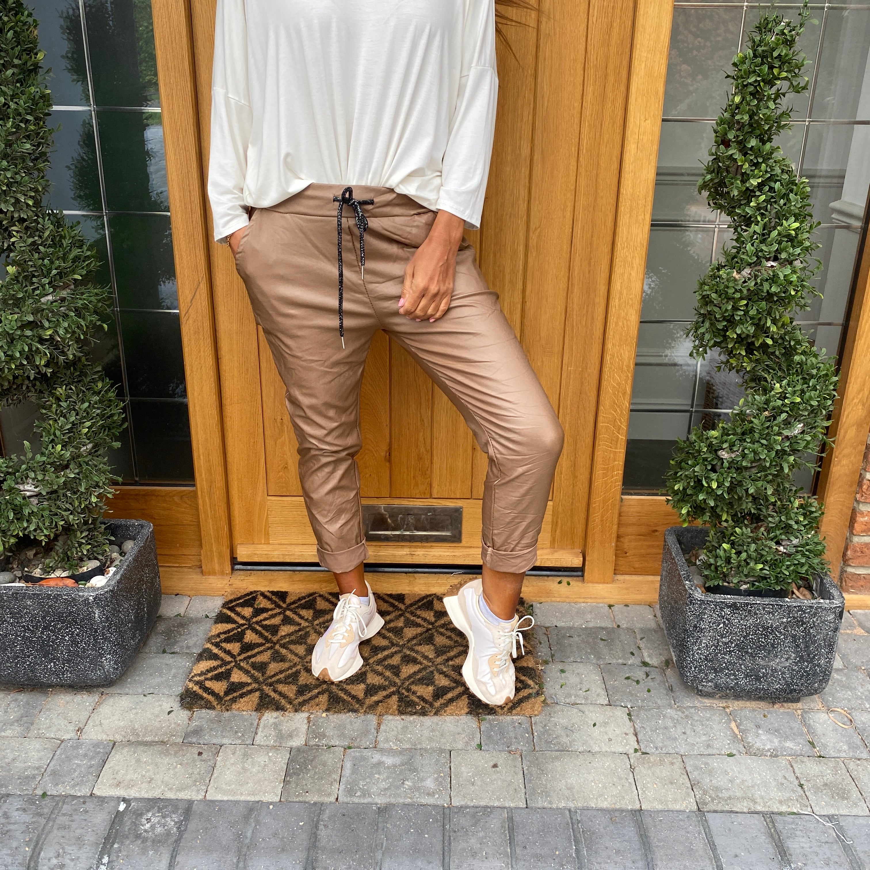 Carli Faux Leather Magic Trousers - Blush Boutique Essex